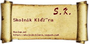 Skolnik Klára névjegykártya